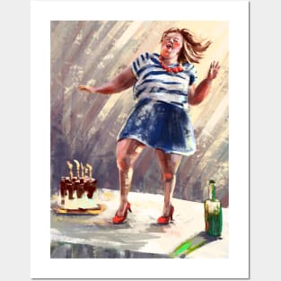 Happy dancing woman Posters and Art